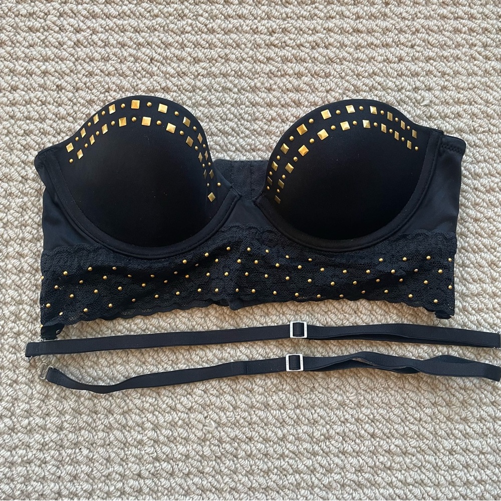 PINK by Victoria’s Secret Studded Black Strapless Bra Size 34A